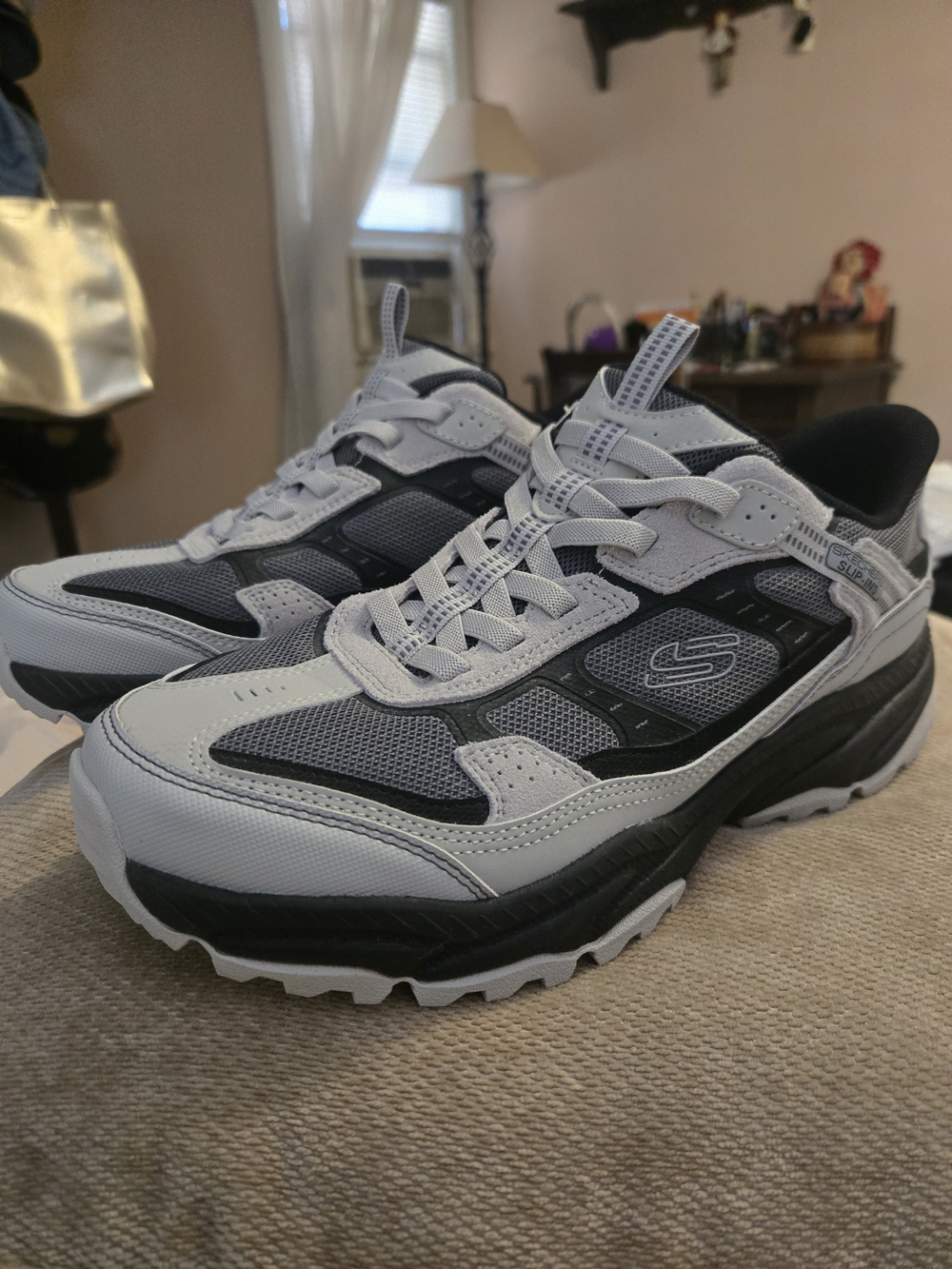 Skechers Men's Gray and Black Athletic Sneakers